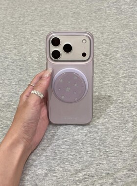 简约ins磨砂紫色闪粉星星磁吸支架适用iPhone17promax手机壳苹果15pro新款14双层13女款16高级感15防摔保护套