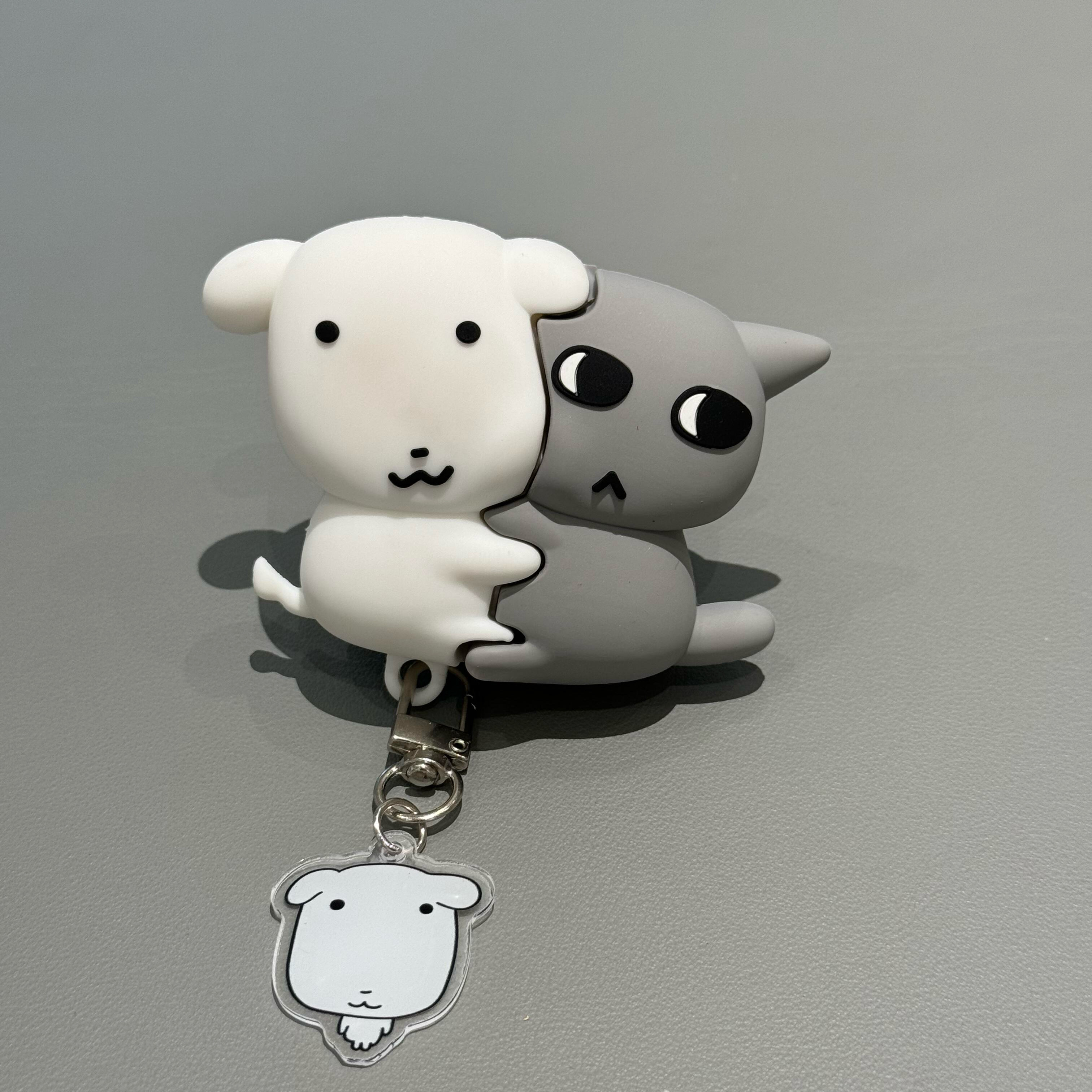 韩国ins萌系ganadi拥抱小狗猫咪带挂饰适用airpodspro3保护壳新款airpods4保护套airpodpro2耳机套苹果保护壳