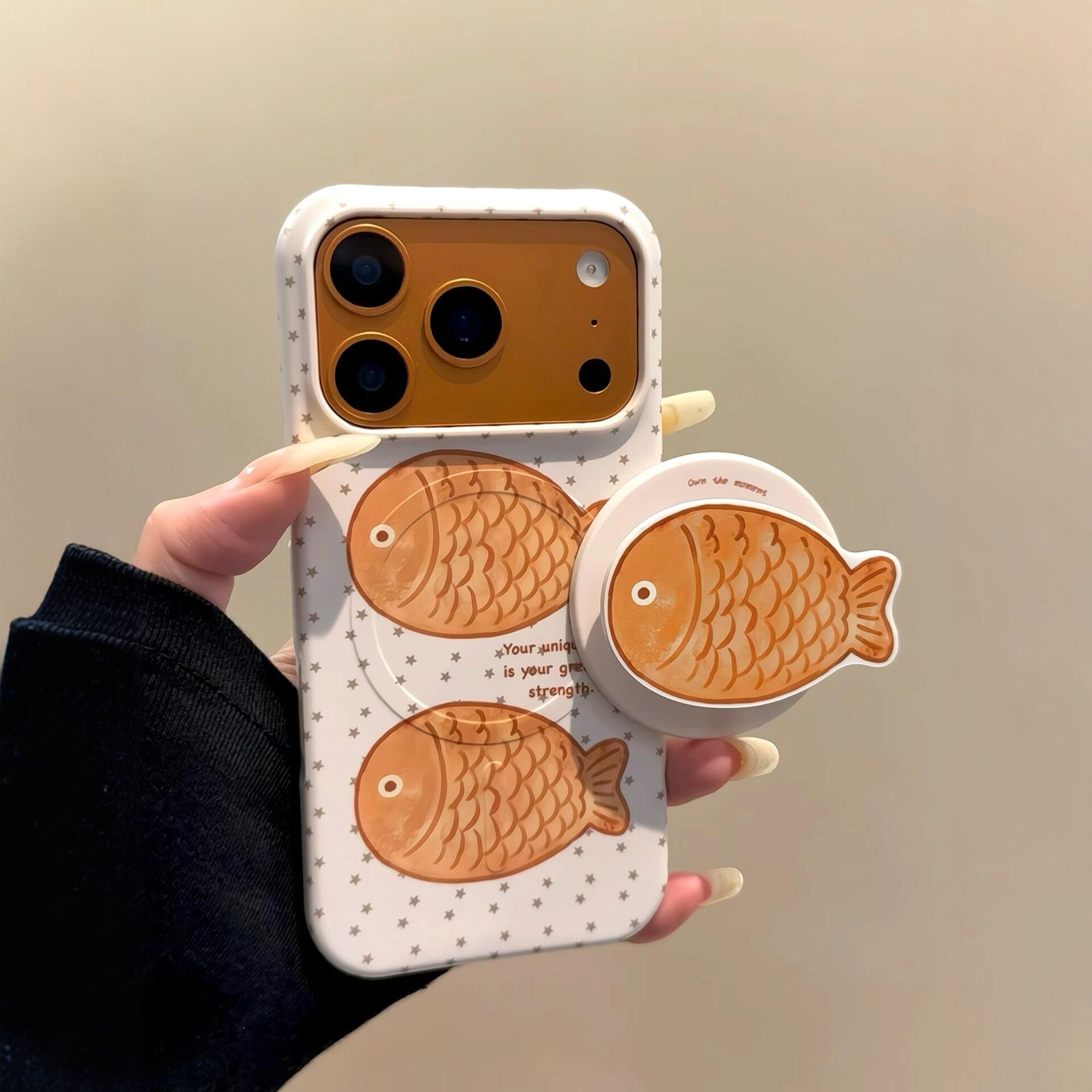 韩国ins卡通星星鲷鱼烧鱼饼磁吸支架适用iPhone17promax手机壳苹果15pro新款17pro菲林硬壳16pro半包17保护套图片