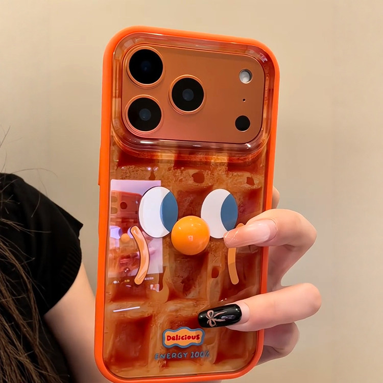 韩系ins创意卡通华夫饼表情立体鼻子适用iPhone17prom