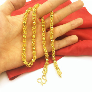 不掉色黄铜镀厚金首饰项链男士 双龙头项链越南饰品地摊