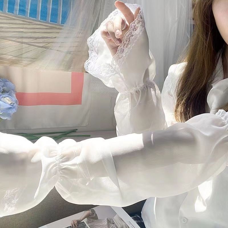 超仙蕾丝防晒袖套女宽松舒适甜美学生灯笼袖泡泡袖骑行户外冰袖夏