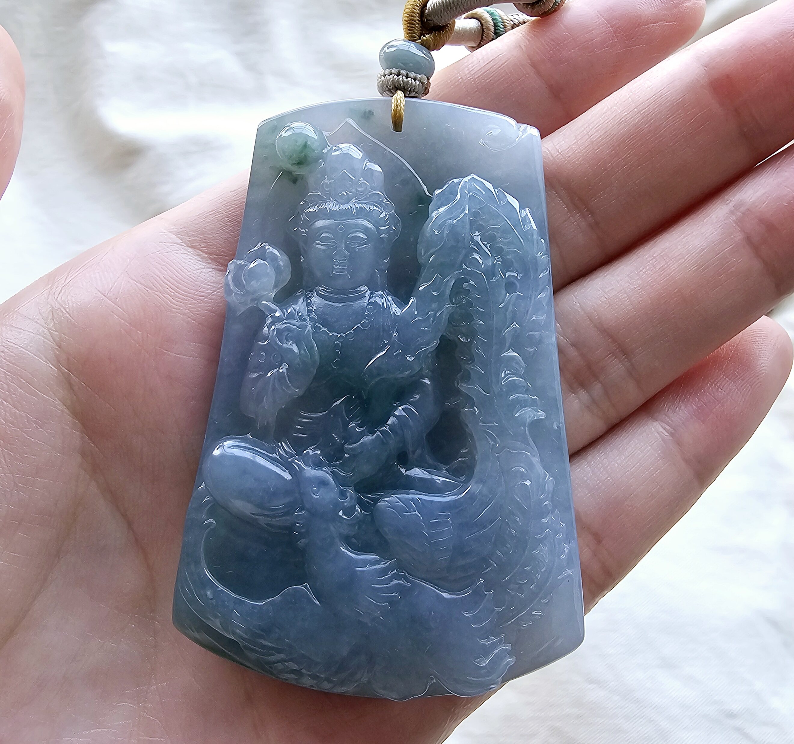 牛虎守护神虚空藏菩萨翡翠挂件龙凤牌翡翠男女吊坠 玉雕大师之作