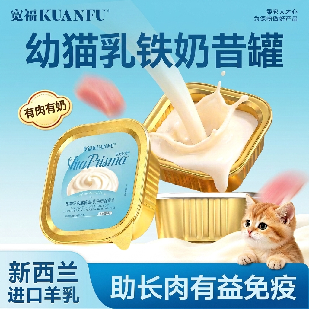 宽福乳铁奶昔补水罐幼猫专属