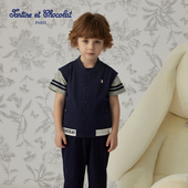 新品 tartineetchocolat法国巧克力童装 25夏季 男童简约刺绣马甲