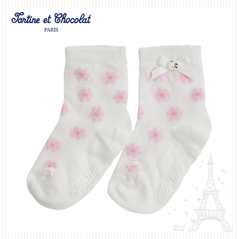 tartineetchocolat法国巧克力童装24新品夏季女童袜子花边短袜