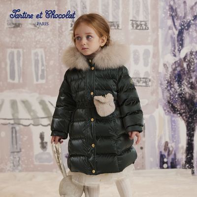 tartineetchocolat法国巧克力童装冬新女童鹅绒长款儿童羽绒服