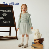 tartineetchocolat法国巧克力童装 25新品 女童网纱针织连衣裙