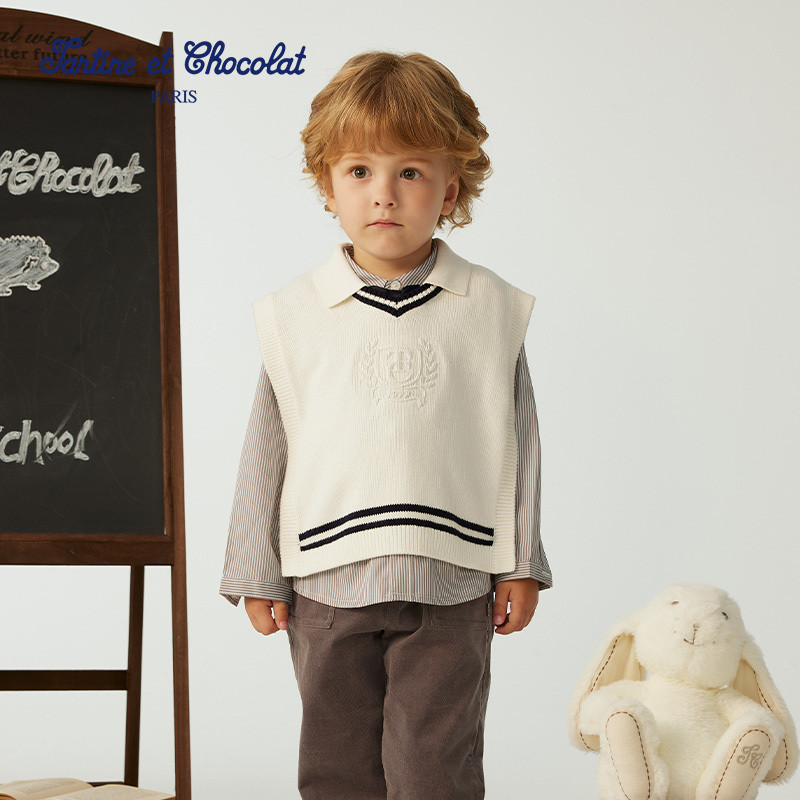 tartineetchocolat法国巧克力童装25秋季新品男童针织背心马甲