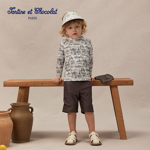 tartineetchocolat法国巧克力童装25夏季新款男童长袖分体泳衣