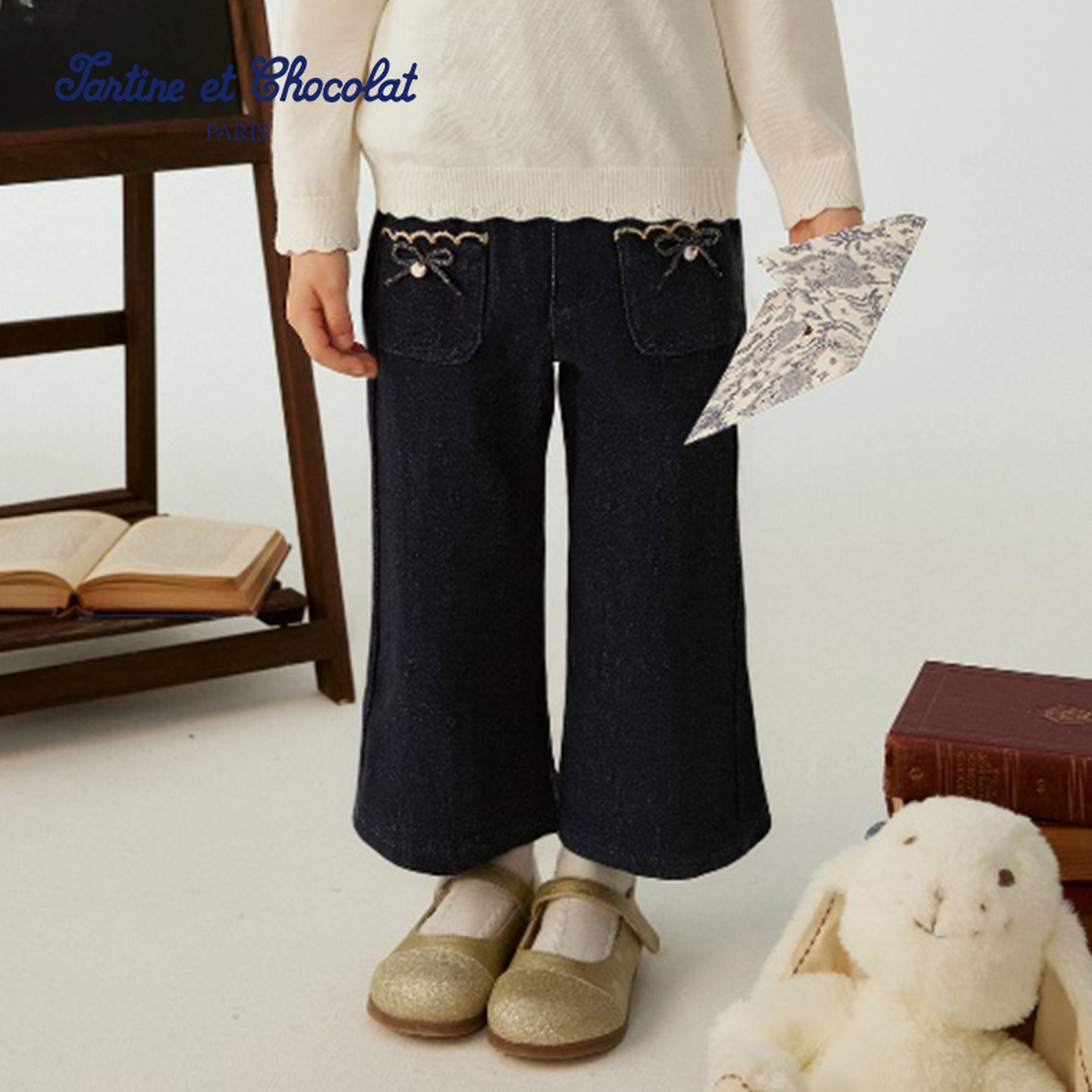 tartineetchocolat法国巧克力童装25秋冬新款女童长裤牛仔裤,童装/婴儿装/亲子装,裤子,淘宝优惠券,粉丝福利购,淘宝优惠卷