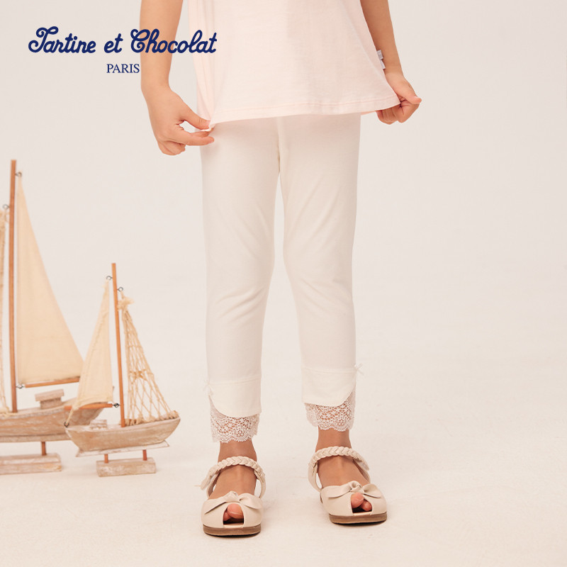 tartineetchocolat法国巧克力童装25夏季新品女童蕾丝边打底裤,童装/婴儿装/亲子装,裤子,淘宝优惠券,粉丝福利购,淘宝优惠卷