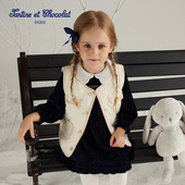 tartineetchocolat法国巧克力童装 女童小香风棉服马甲 秋冬新款