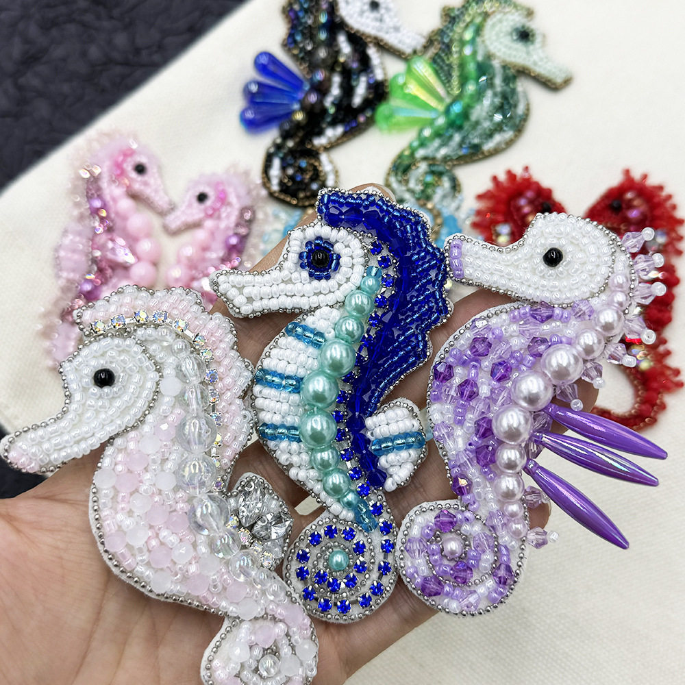 新款手工钉珠海洋生物海星贝壳布贴鞋子帽子衣服手作