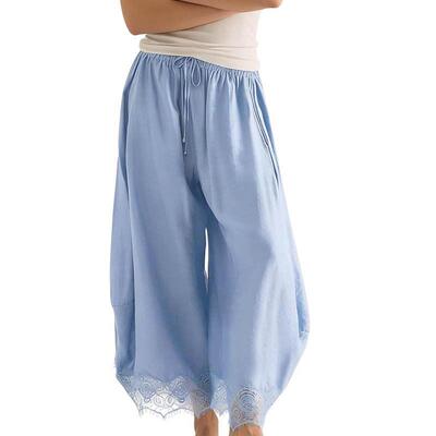 Hixiaohe Comfy Women's Pants Cropped Lace Hem Pants Summer
