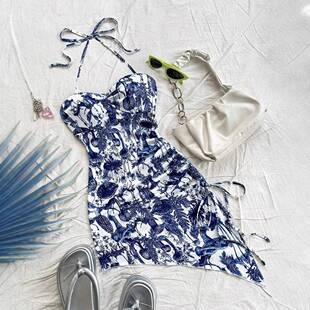 Women's Plants Print Cami Dress Elegant Bohemian Boho