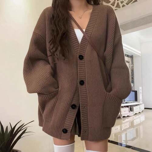 Women's Preppy Style Solid Button Front Drop Shoulder