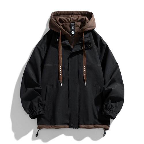 Men's Zip Up Hoodie Coat Casual Loose Long Sleeve Hooded