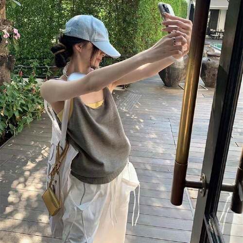 Summer Women's New Solid Color Sleeveless Sexy Backless
