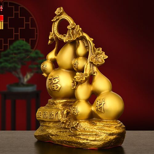 招财葫芦摆件五福临门家居客厅酒柜电视柜装饰搬新房乔迁礼品黄铜