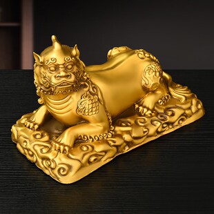黄铜谛听摆件九华山镇山神兽地藏王坐骑客厅办公室装饰品开业礼品
