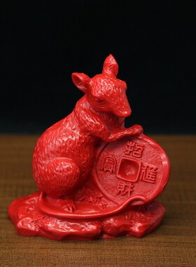 12属相申子辰摆件天然朱砂