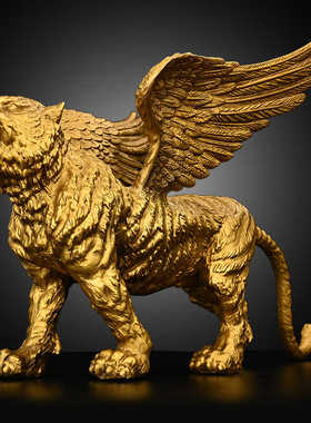 金色客厅飞虎神兽摆件装饰品欧式