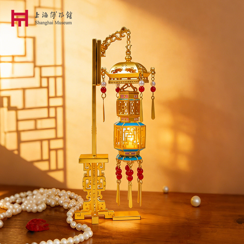 上海博物馆冰箱贴宫灯带底座摆件桌面金属发光伴手礼文创生日礼物