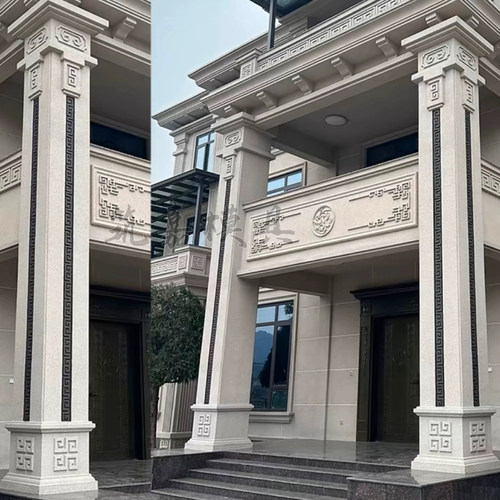 造型方形回纹新中式大门罗马柱