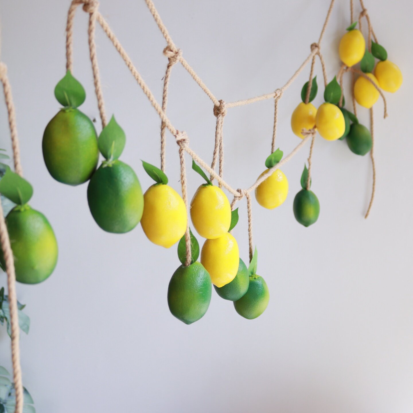 仿真水果柠檬挂饰麻绳藤条柠檬夜市摆摊车挂装饰品田园风绿植挂件