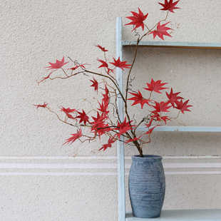 自然系樹枝仿真楓葉紅楓室內(nèi)假花綠植裝 飾擺件落地客廳仿真花擺設(shè)