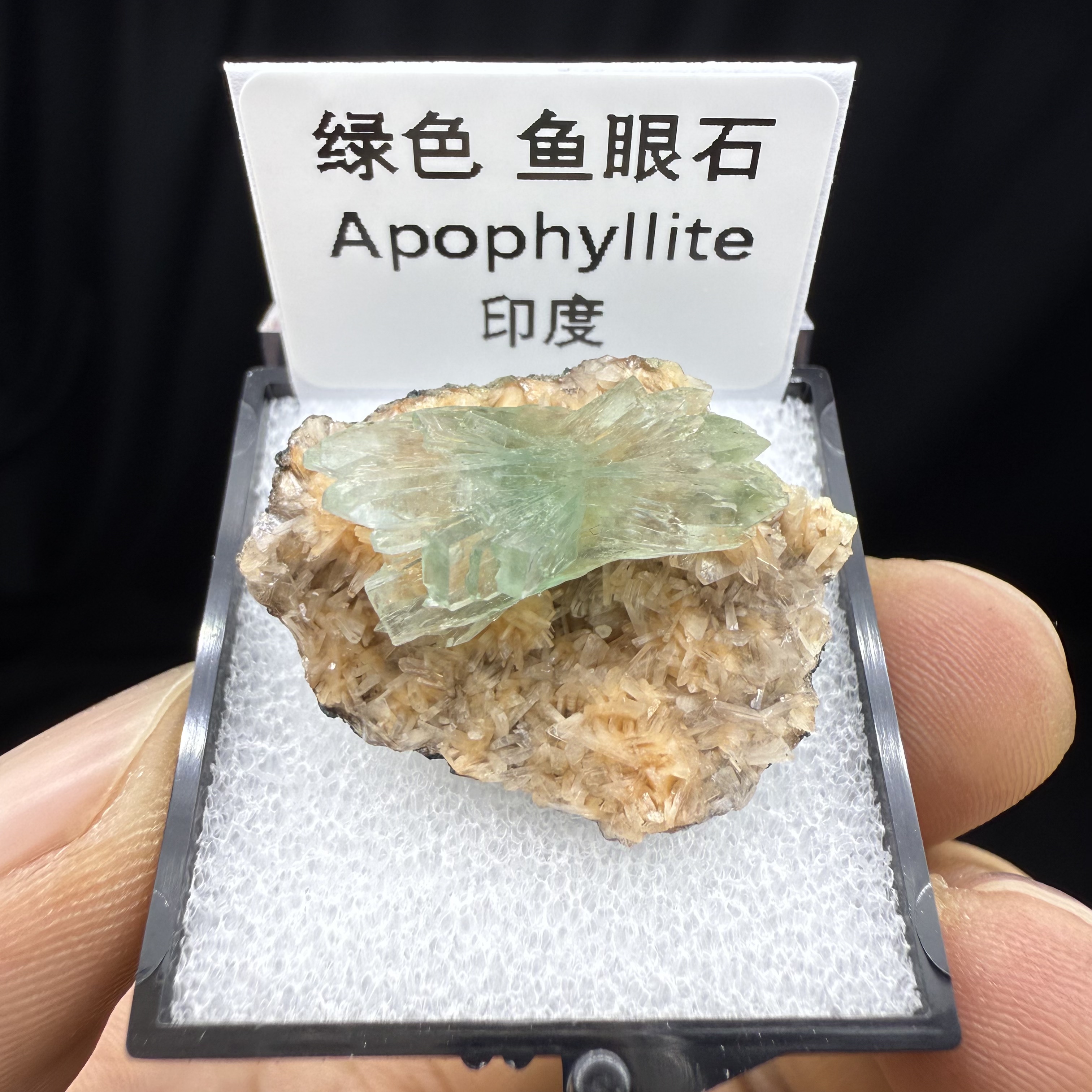 绿色鱼眼石天然矿物晶体矿石标本收藏观赏原石摆件优质盒子矿亚3