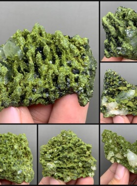 绿帘石水晶绿色矿石土耳其天然矿物晶体矿石标本收藏观赏原石摆件