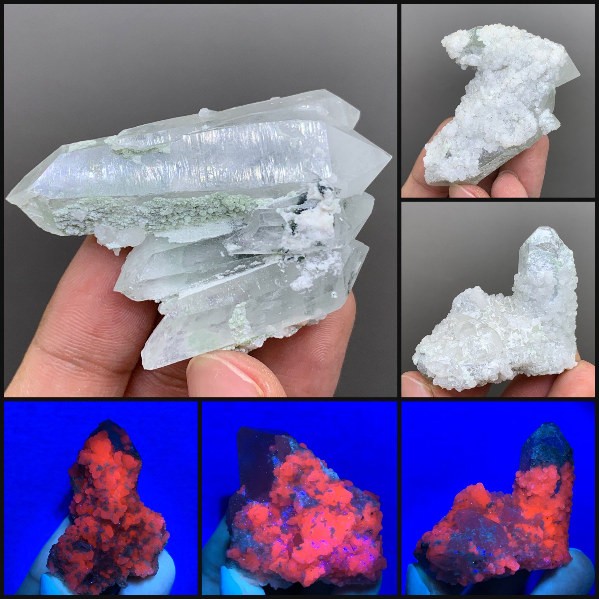 湖南双尖浮生水晶方解石云母共生天然矿物晶体矿石标本收藏摆件