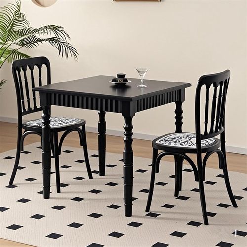 优选法式中古方桌美式复古实木餐桌胡桃木色长方桌W正方形书桌餐