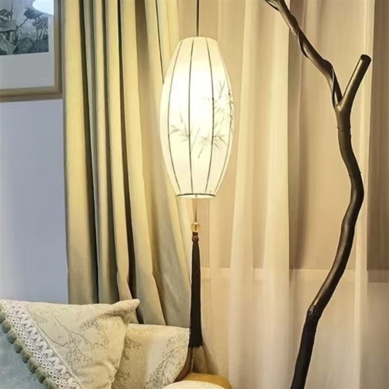 优选中国风c网红落地灯禅意复古简约民宿手绘插画落地灯古风中式