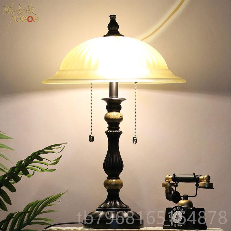 优选高档欧式台灯叠翠流金u国民风璃灯罩怀旧覆古卧室房客书厅床
