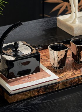 优选溜金茶具方型提壶套装高档y新中式客厅售楼处商务vip接待茶室