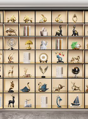 优选新中式d轻奢高档家居装饰品摆件客厅办公室展示柜博古架软装