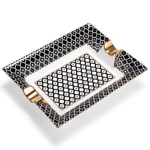 优选古巴雪茄烟灰缸大口径烟x槽欧式陶瓷礼盒包装大容量家用办公