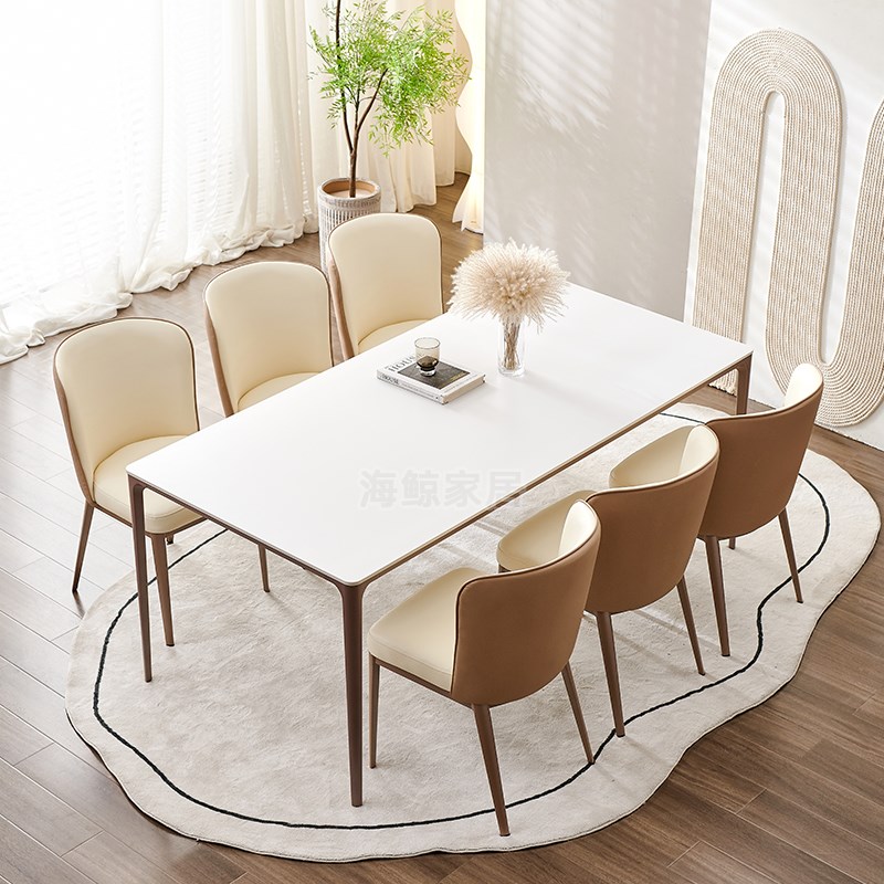 优选德利丰莫兰紫岩板餐桌t家用小户型铝合金现代简约轻奢极简桌