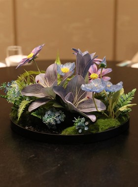 优选新中式仿真花k艺摆件酒店餐厅餐桌花大圆桌中间摆花桌面装饰