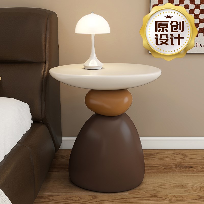 优选新中式落地摆件茶室禅意小圆桌客厅沙发旁小边V几茶几中古风