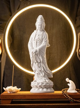 优选新中b式德化白瓷站立像观世音菩萨像陶瓷南海观音家用装饰灯