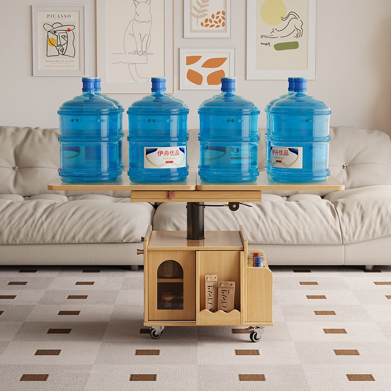 优选实木可移动茶几小桌q子升降沙发边柜边几推车置物架阳台茶桌