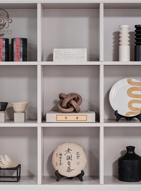 优选样板间新中i式书房书柜展示柜摆件装饰品售楼处博古架电视柜