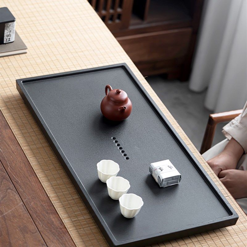 优选煌山茶盘小型新款家用泡茶托盘彷乌金石功夫茶具W干泡沥水茶