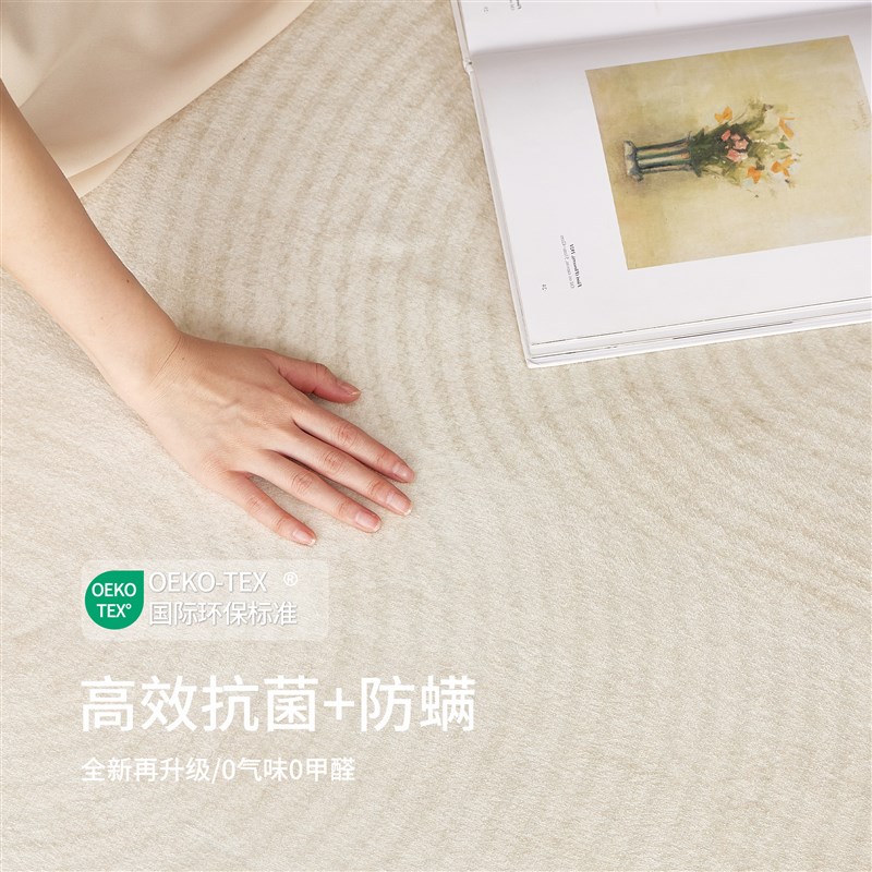 优选仿羊绒客厅地毯新款侘寂奶油风大面积M全铺沙发茶几毯免洗可