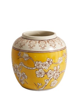 优选宫廷风富贵黄色手绘陶瓷花z瓶客厅水养插花器桌面摆件新中式