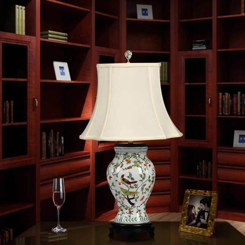 新款景德镇仿古陶瓷台灯中式欧式B卧室客厅床头美式花鸟粉彩陶瓷